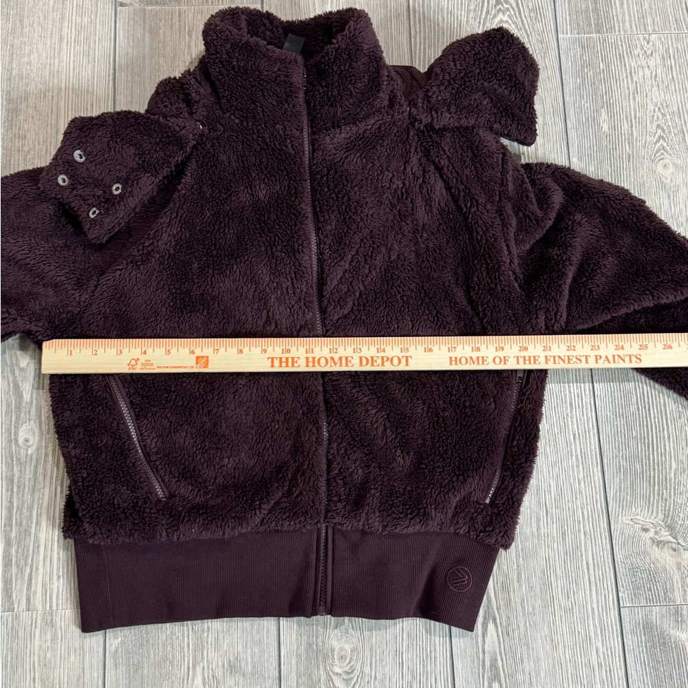 Savvi Amy Sherpa Jacket with Hood, Size Medium, Color Eggplant - Picture 5 of 13